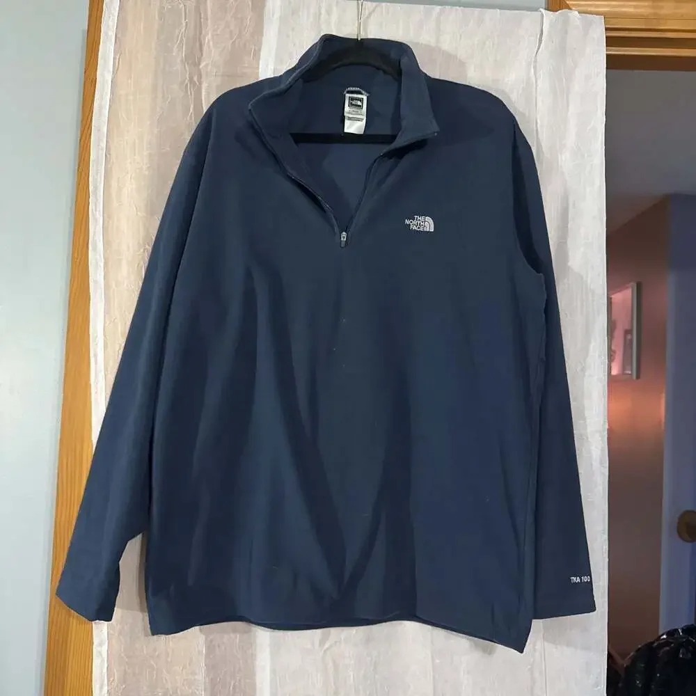 The North Face Men’s XL TKA 100 Fleece Quarter Zip Pullover Navy‎ Blue